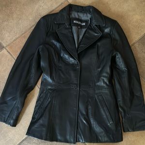 Kenneth Cole Reaction Black Leather Blazer size Small